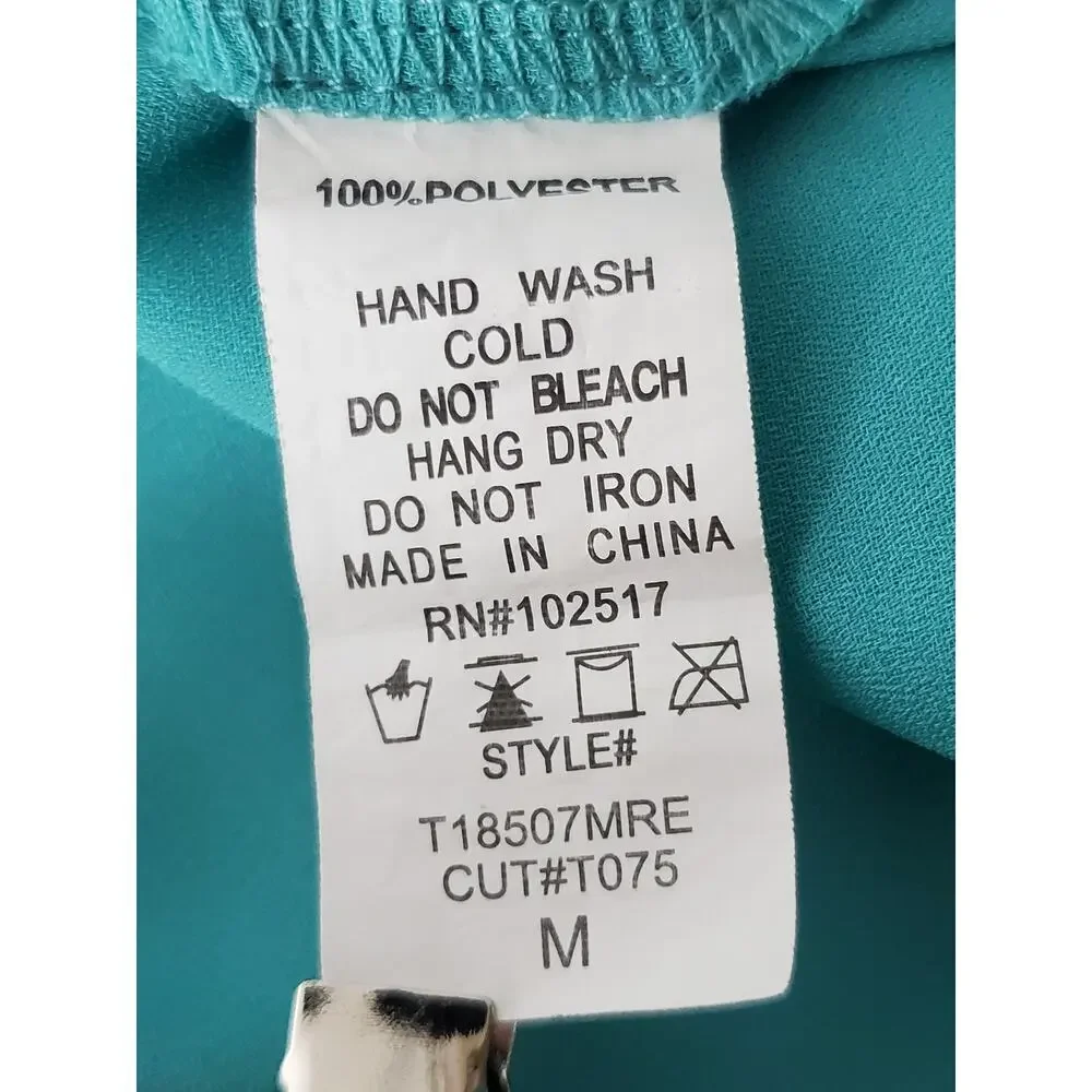 SOPRANO Women's Teal & Black Sleeveless Button Up Sheer Top w/ Rhinestones Sz M - Picture 10 of 10